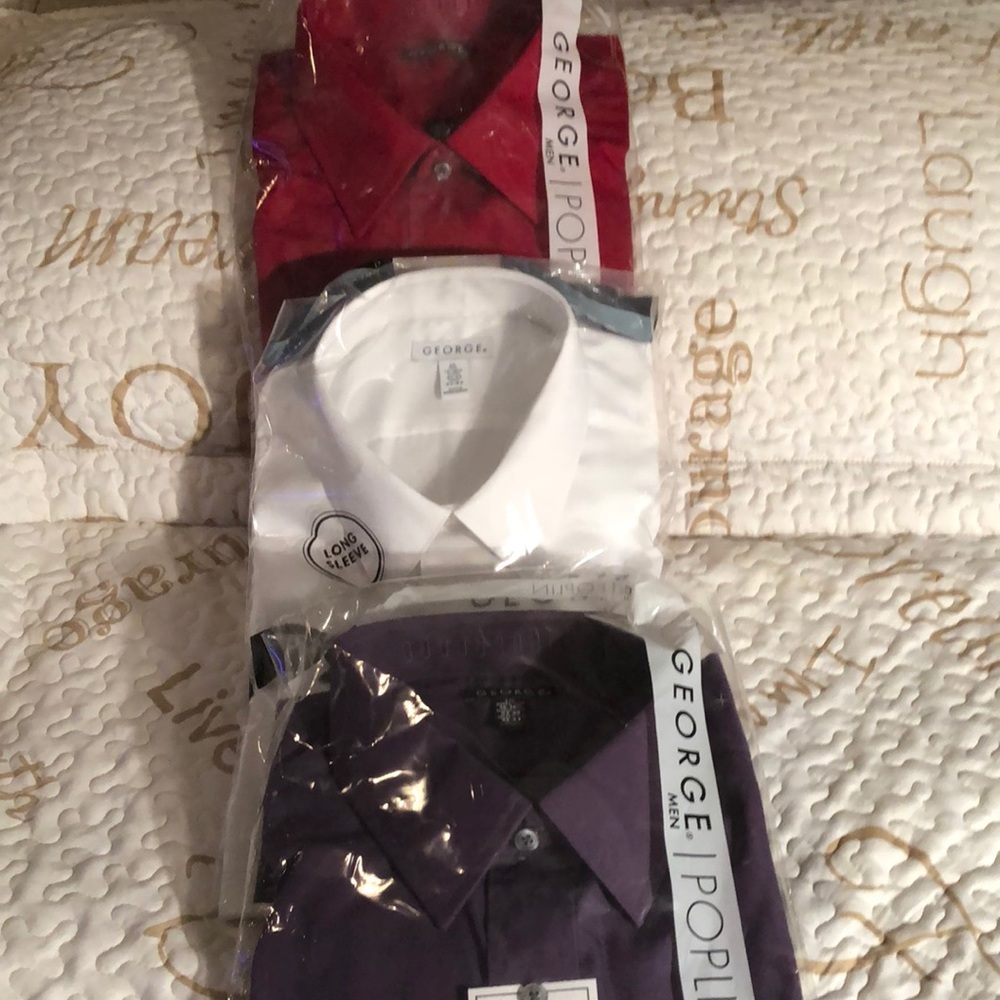 3 MENS LONG SLEEVE DRESS SHIRTS- SET OF 3 SIZE LARGE 16-16.5